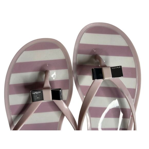 Coach Landon Jelly Flip Flops Summer Cruise Pink Striped 9B/39 Vacation Yuppie - Picture 2 of 6